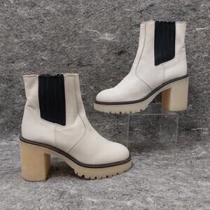 Free People James Chelsea Boots Women's Size EU 38.5 White Leather Casual Boho
